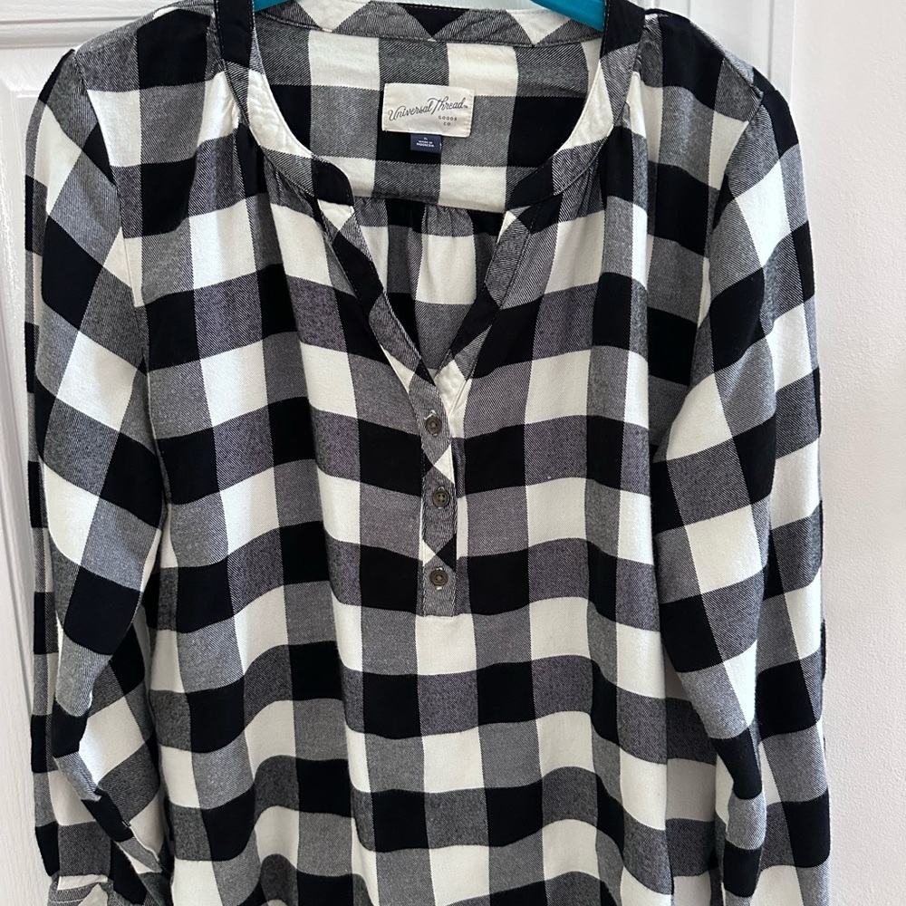 Black Buffalo Plaid Flannel Cabincore  Shirt Top